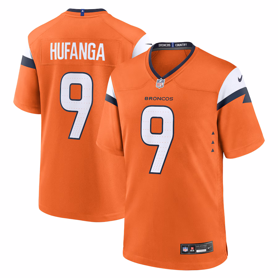 Men's Denver Broncos Talanoa Hufanga Nike Orange Team Game Jersey