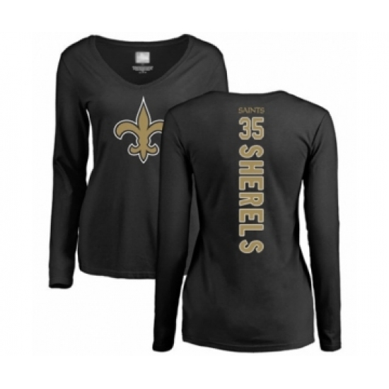 Football Women's New Orleans Saints #35 Marcus Sherels White Rush Pride Name & Number T-Shirt