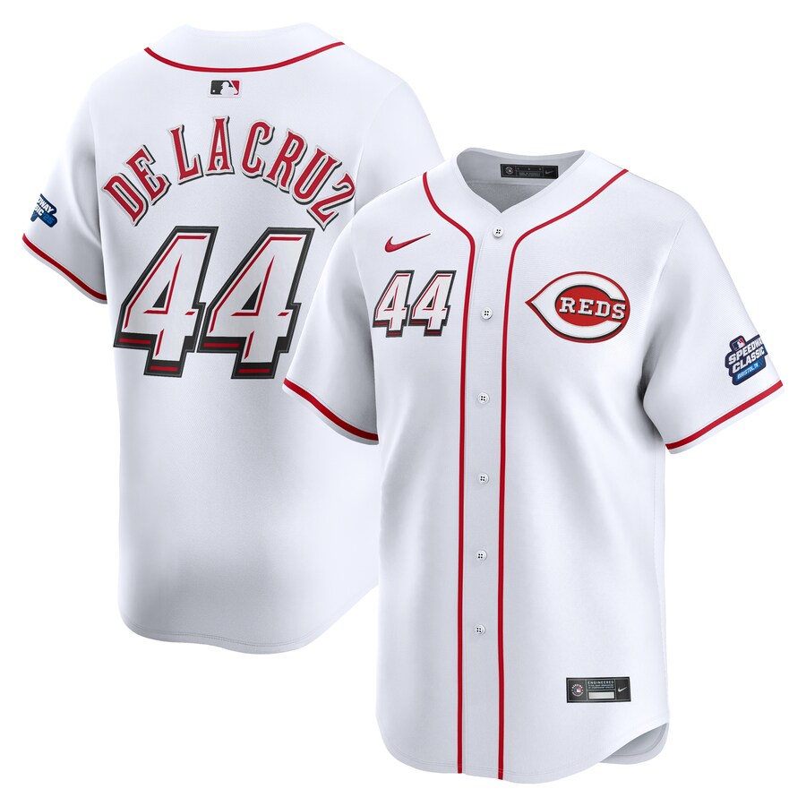 Men's Cincinnati Reds Elly De La Cruz Nike White 2025 MLB Speedway Classic Home Limited Player Jersey