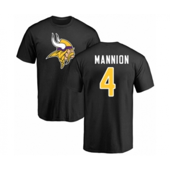 Football Minnesota Vikings #4 Sean Mannion Black Name & Number Logo T-Shirt
