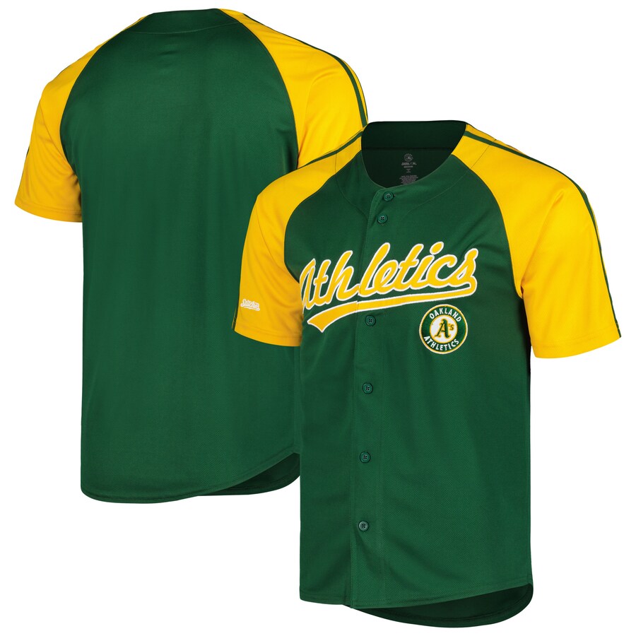 Men's Oakland Athletics Stitches Green Team Raglan Jersey