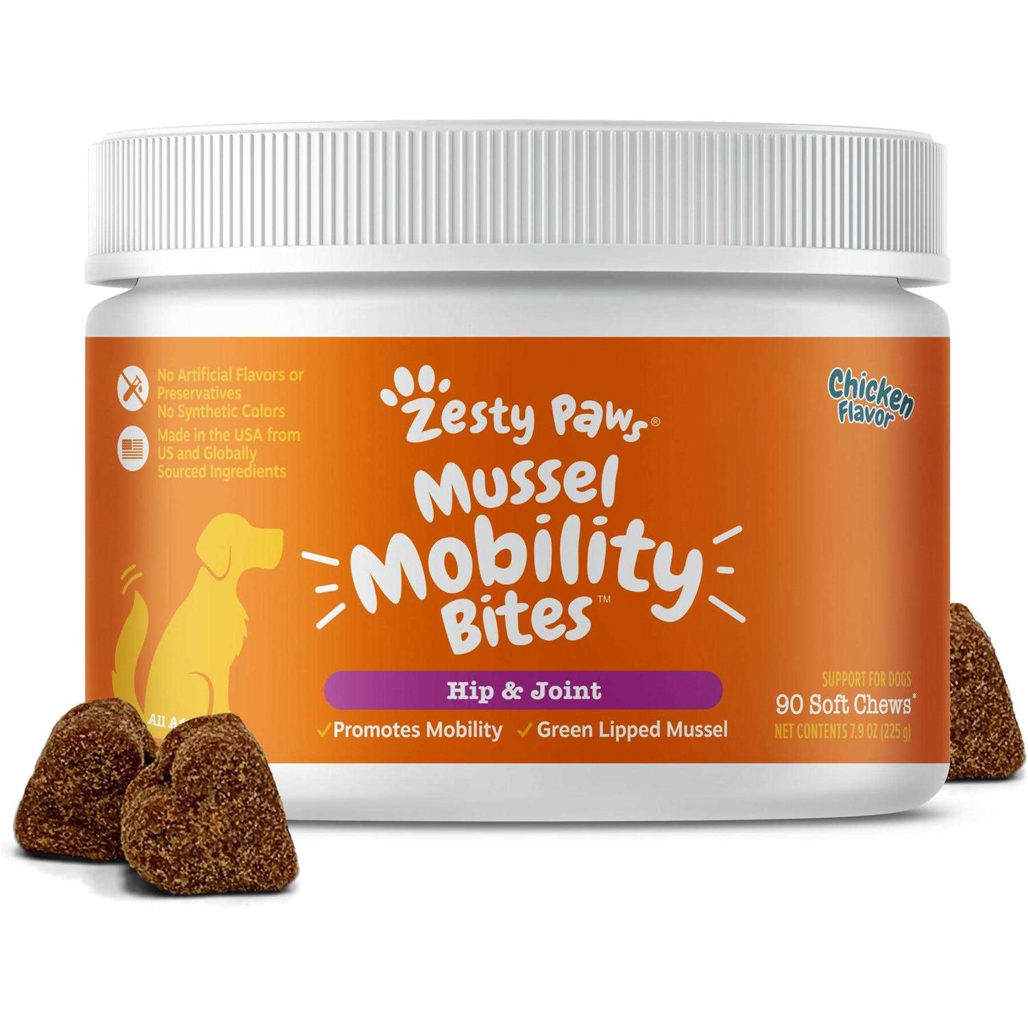 Zesty Paws New Zealand Green-Lipped Mussel Bites Hip & Joint Supplement for Dogs