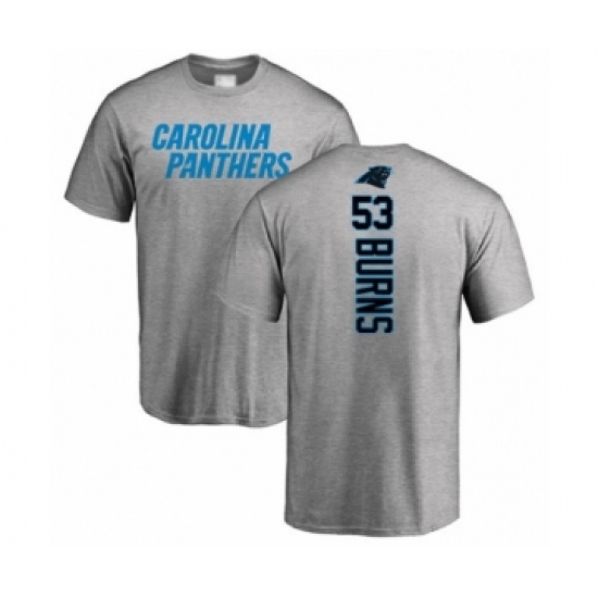 Football Carolina Panthers #53 Brian Burns Ash Backer T-Shirt