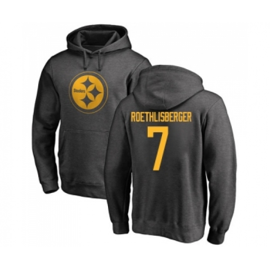 Football Pittsburgh Steelers #7 Ben Roethlisberger Ash One Color Pullover Hoodie