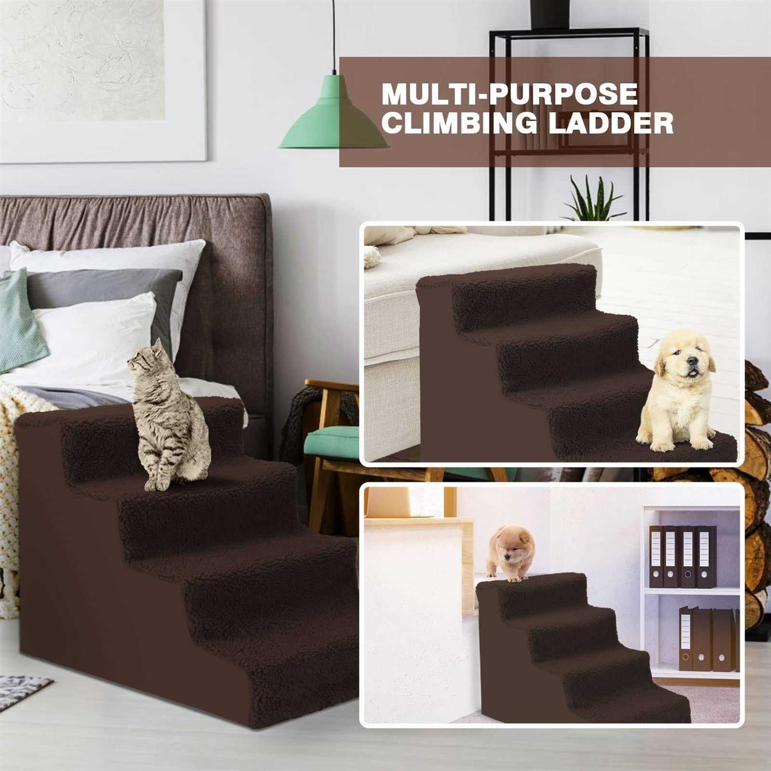 Topmart Dog Stairs&Steps for Small Dogs & Cats,Non-Slip 4 Tiers Plastic Dog Rampladder