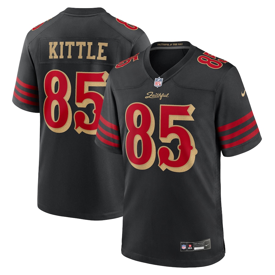 Men's San Francisco 49ers George Kittle Nike Black 2025 Rivalries Collection Game Jersey