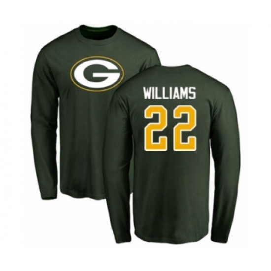 Football Green Bay Packers #22 Dexter Williams Green Name & Number Logo Long Sleeve T-Shirt