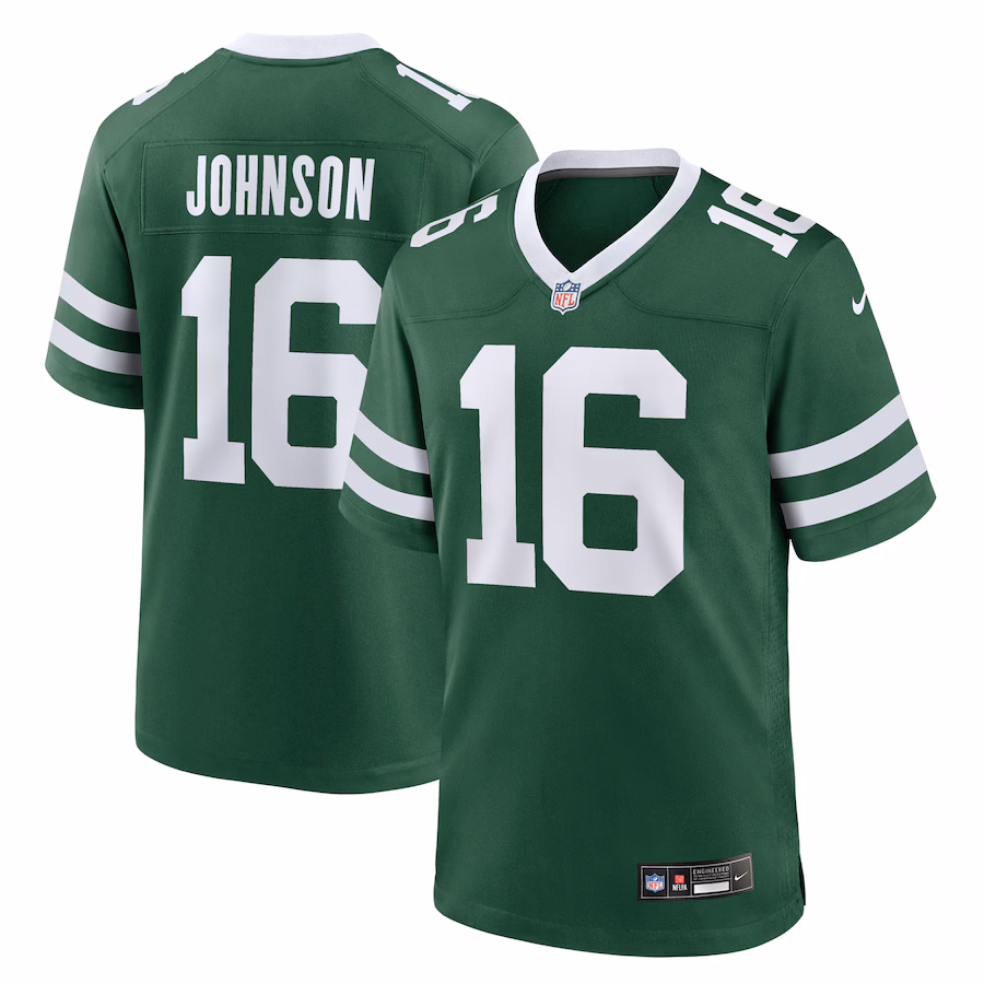 Men's New York Jets Tyler Johnson Nike Legacy Green Team Game Jersey