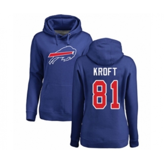 Football Women's Buffalo Bills #81 Tyler Kroft Royal Blue Name & Number Logo Pullover Hoodie