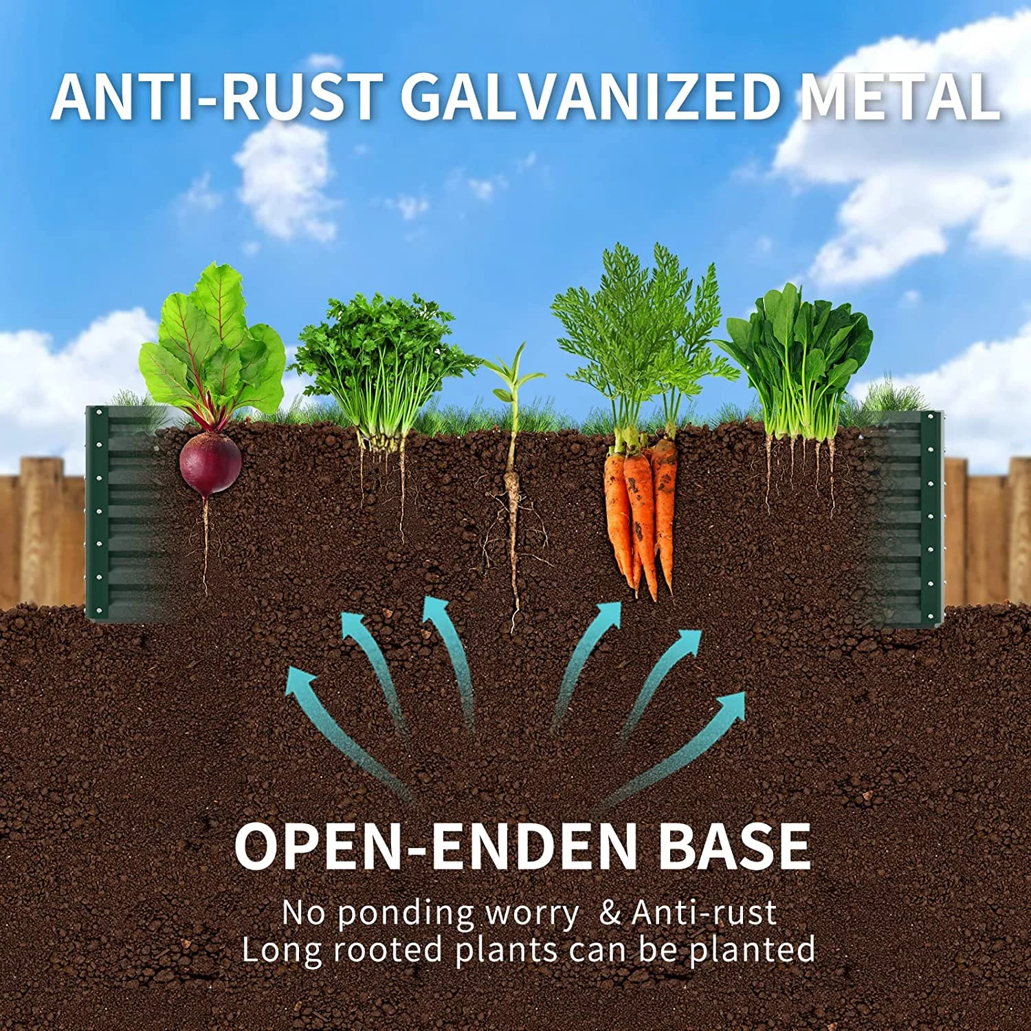 Amopatio Galvanized Raised Garden Bed, 6x3x2 FT Outdoor Metal Garden Boxes for Vegetables Flowers Herb, Large Planting Planter Steel Kit, Green - Curated Treasures Market