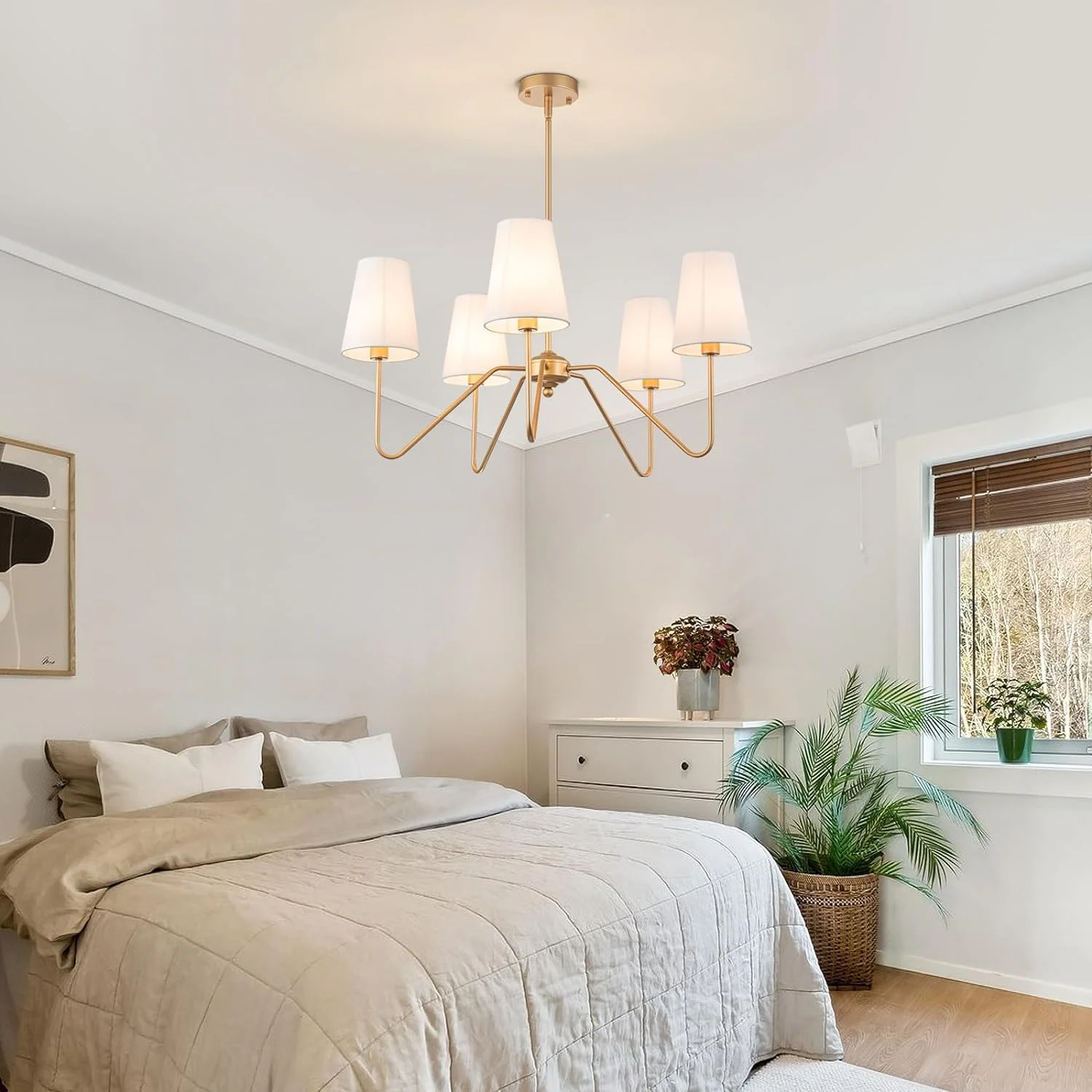 4-Light Kitchen Island Lighting, Modern Linear Chandeliers for Dining Room Light Fixture Over Table Classic Matte Black Pendant Light with Linen Shades 43”W for Kitchen Island Living Room