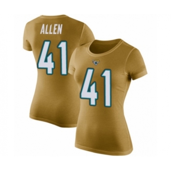 Football Women's Jacksonville Jaguars #41 Josh Allen Gold Rush Pride Name & Number T-Shirt