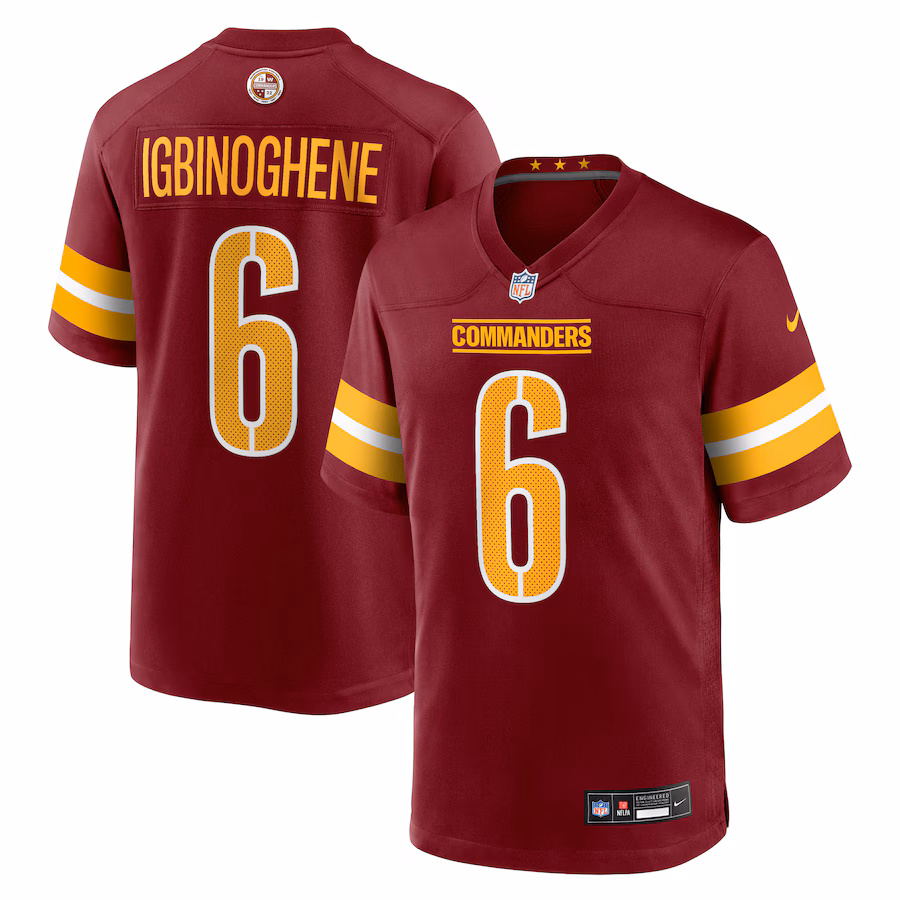 Men's Washington Commanders Noah Igbinoghene Nike Burgundy Team Game Jersey