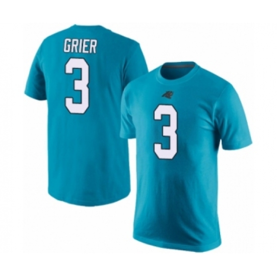 Football Men's Carolina Panthers #3 Will Grier Blue Rush Pride Name & Number T-Shirt