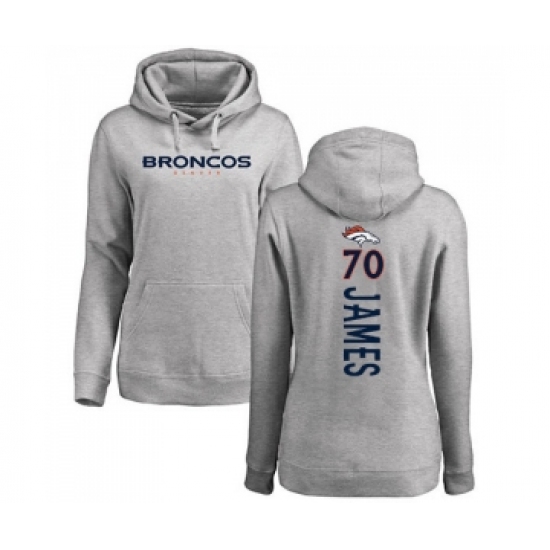 Football Women's Denver Broncos #70 Ja'Wuan James Ash Backer Pullover Hoodie
