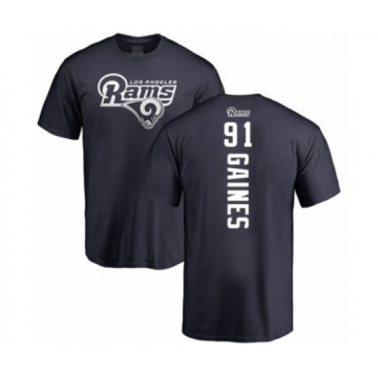 Football Los Angeles Rams #91 Greg Gaines Navy Blue Backer T-Shirt