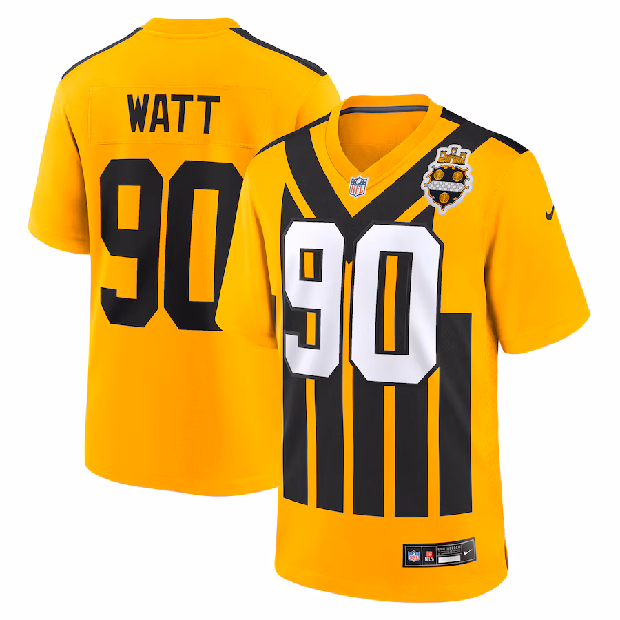 Men's Pittsburgh Steelers T.J. Watt Nike Gold Alternate 1933 Throwback Game Jersey