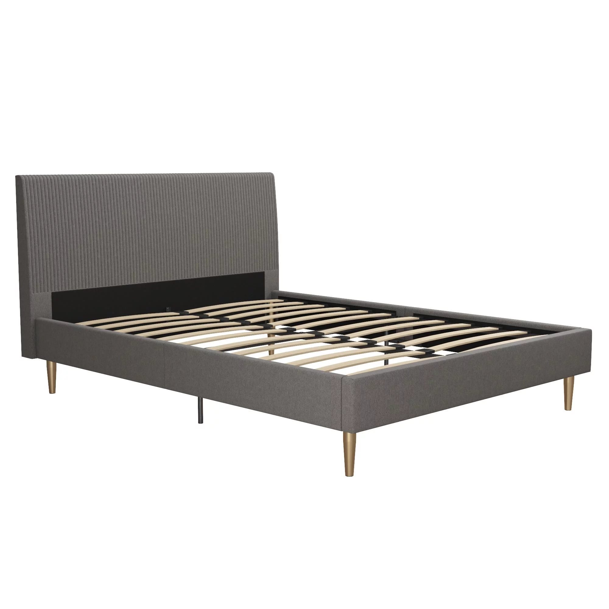 Mr. Kate Daphne Upholstered Bed with Headboard and Modern Platform Frame, Queen, Ivory Velvet