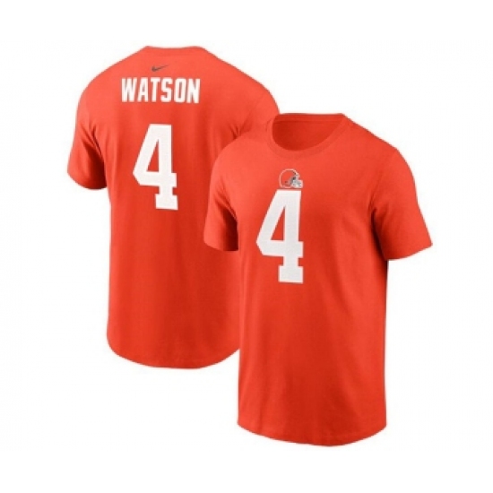 Men's Cleveland Browns #4 Deshaun Watson 2022 Orange Name & Number T-Shirt