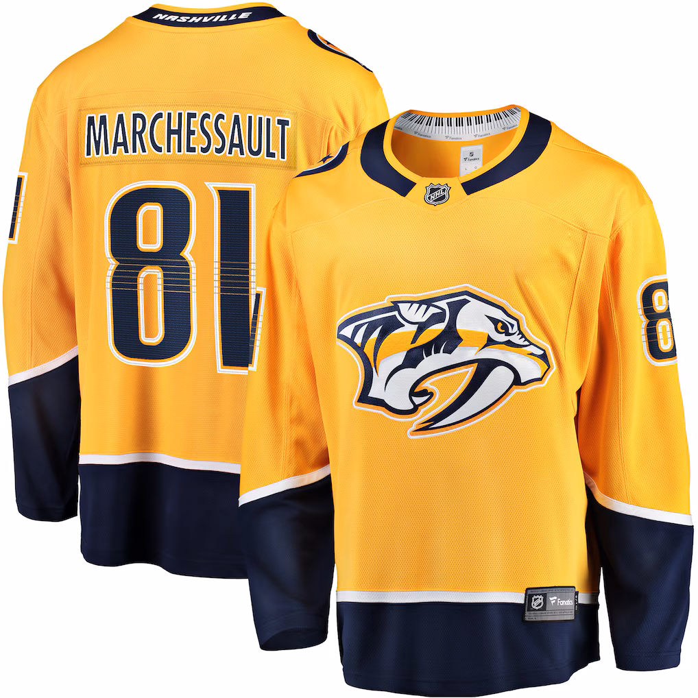 Men's Nashville Predators Jonathan Marchessault Fanatics Gold Breakaway Jersey