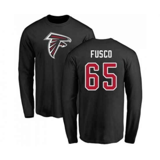 Football Atlanta Falcons #65 Brandon Fusco Black Name & Number Logo Long Sleeve T-Shirt