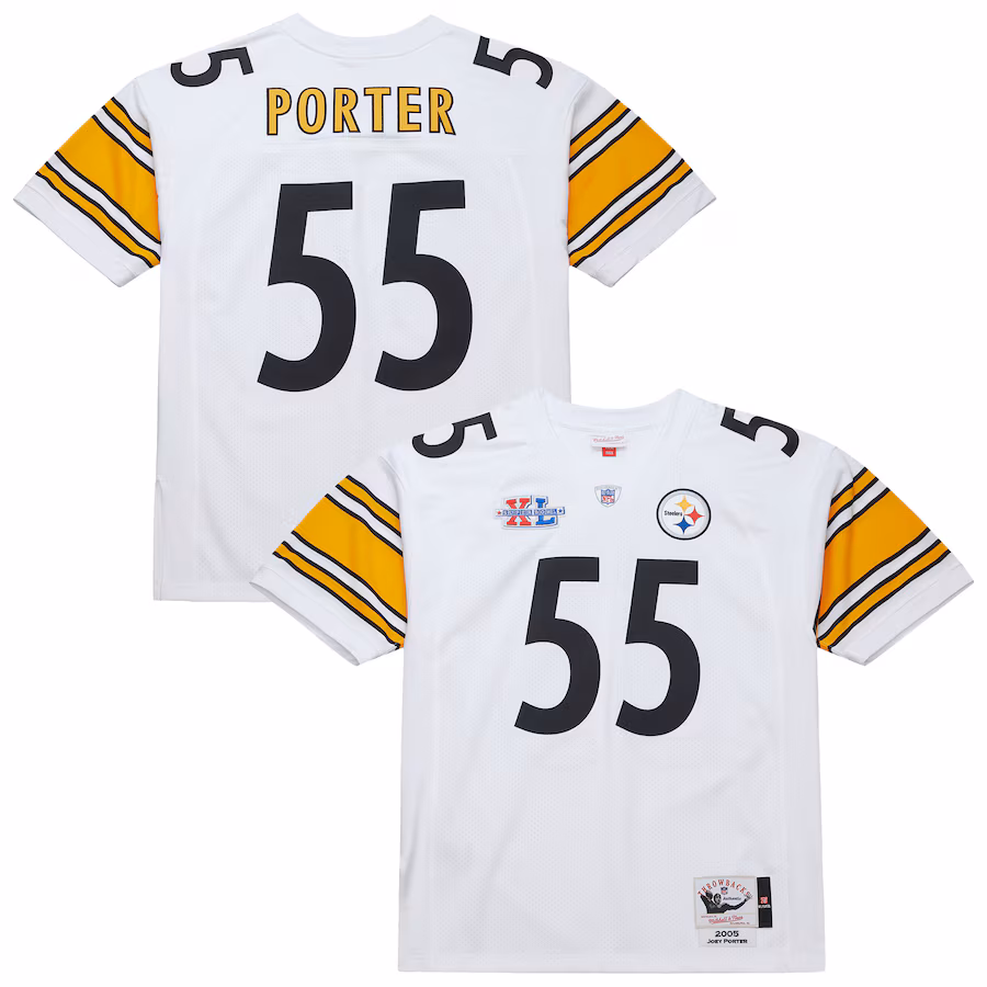 Men's Pittsburgh Steelers Joey Porter Mitchell & Ness White 2005 Authentic Throwback Retired Player Jersey