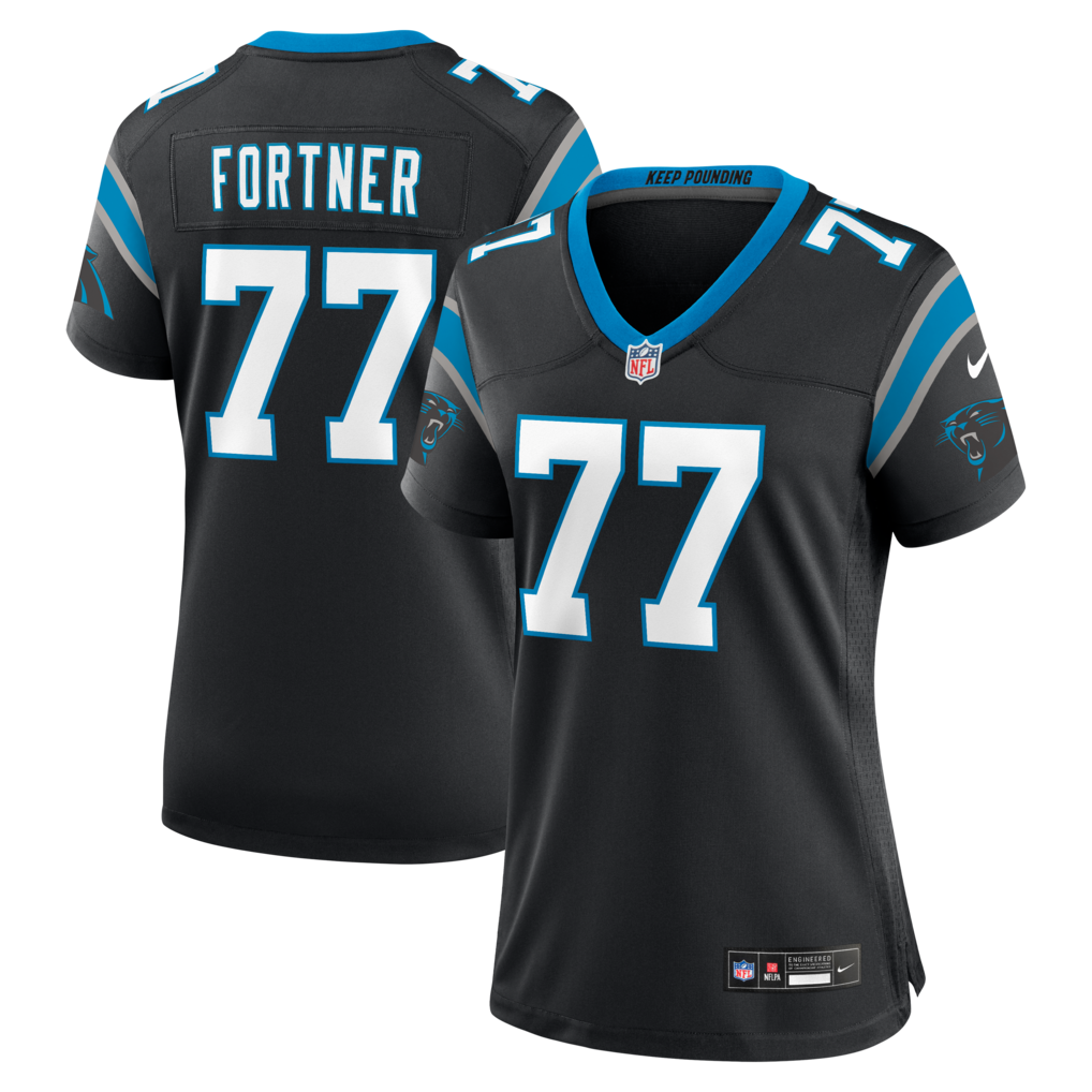 Women's Carolina Panthers Luke Fortner Nike Black Team Game Jersey