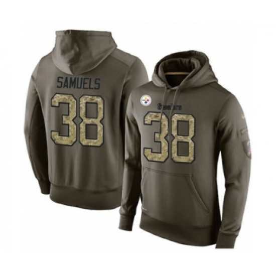 Football Men's Pittsburgh Steelers #38 Jaylen Samuels Green Salute To Service Pullover Hoodie