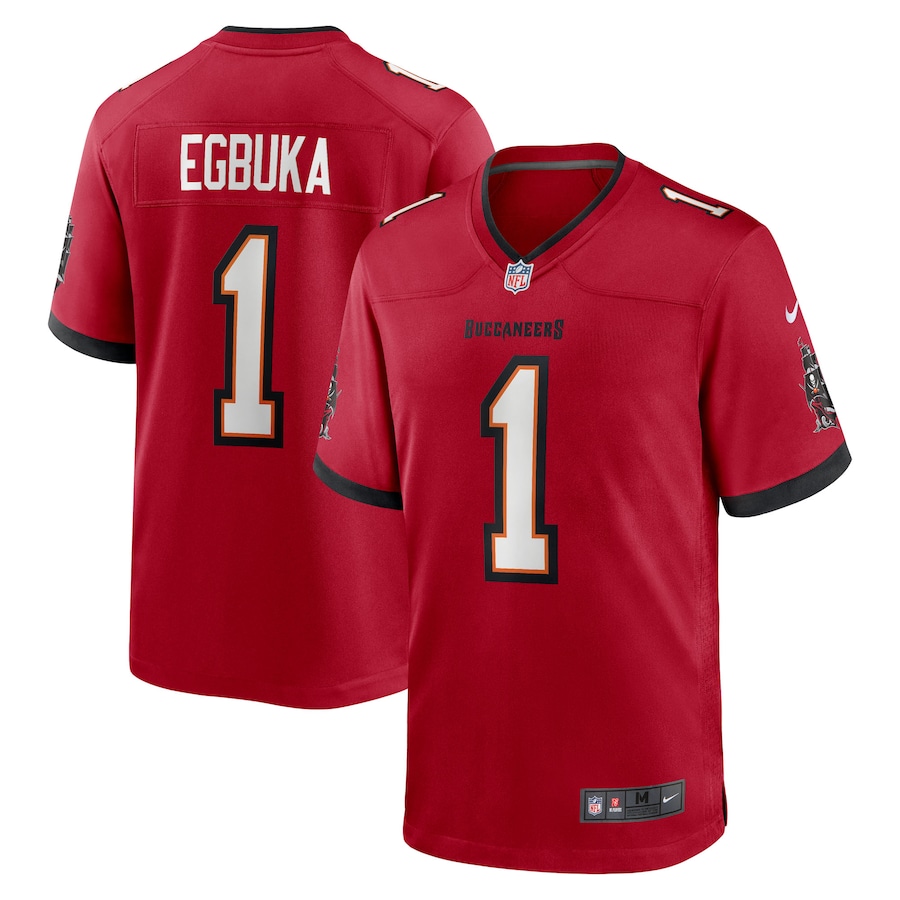Men's Tampa Bay Buccaneers Emeka Egbuka Nike Red 2025 NFL Draft First Round Pick Game Jersey