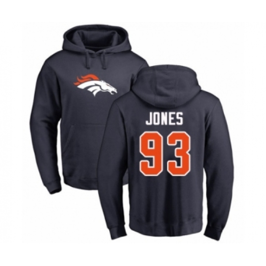 Football Denver Broncos #93 Dre'Mont Jones Navy Blue Name & Number Logo Pullover Hoodie
