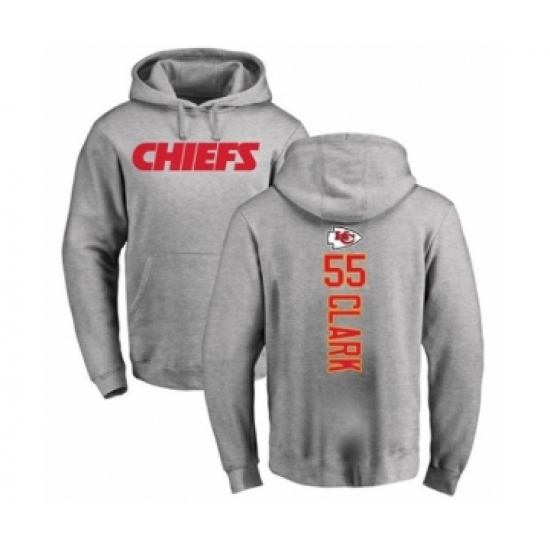 Football Kansas City Chiefs #55 Frank Clark Ash Backer Pullover Hoodie