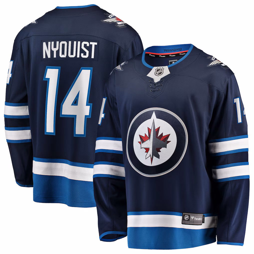 Men's Winnipeg Jets Gustav Nyquist Fanatics Navy Home Breakaway Jersey