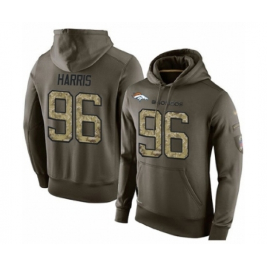 Football Men's Denver Broncos #96 Shelby Harris Green Salute To Service Pullover Hoodie
