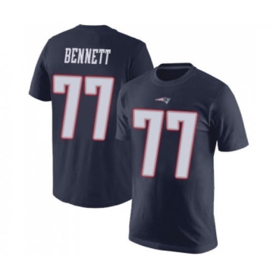 Football New England Patriots #77 Michael Bennett Navy Blue Rush Pride Name & Number T-Shirt