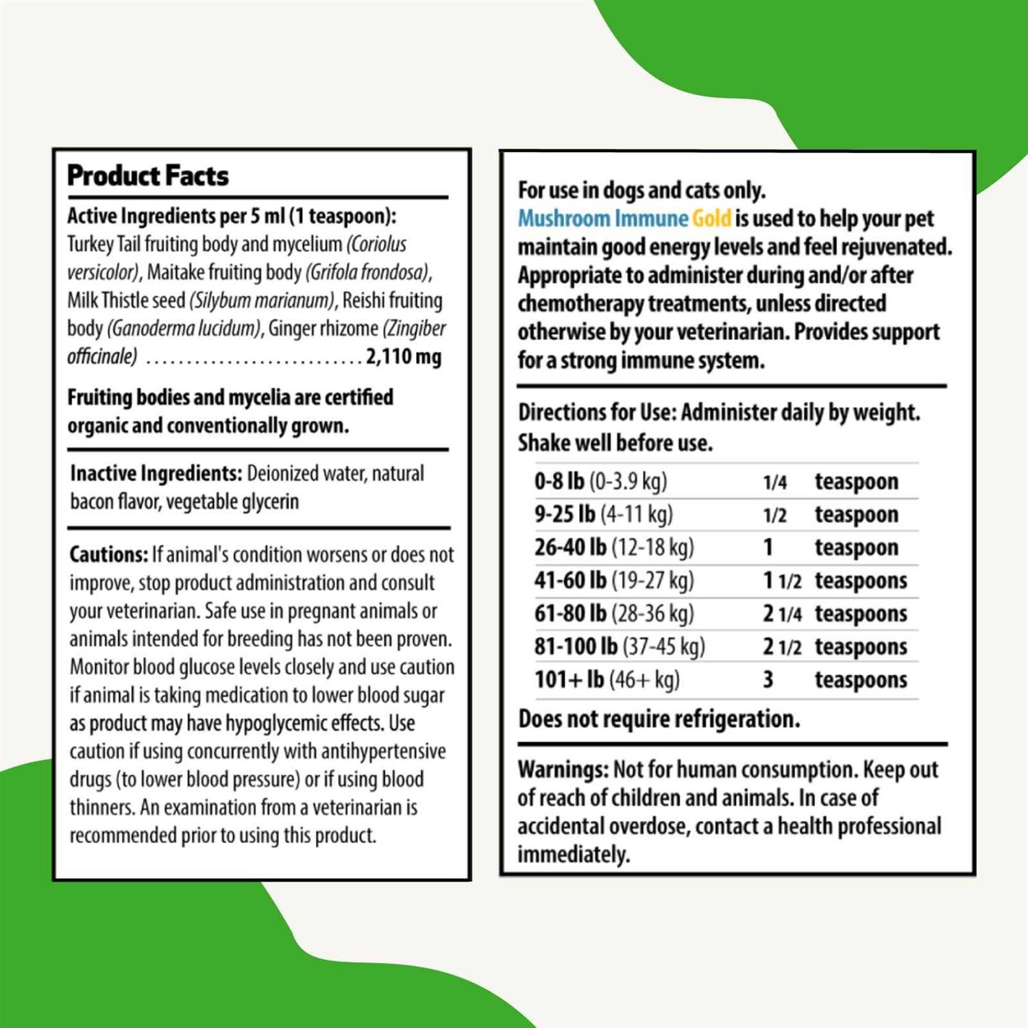 Pet Wellbeing Mushroom Immune Gold for Cats and Dogs