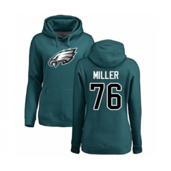 Women's Philadelphia Eagles #76 Shareef Miller Green Name & Number Logo Pullover Hoodie