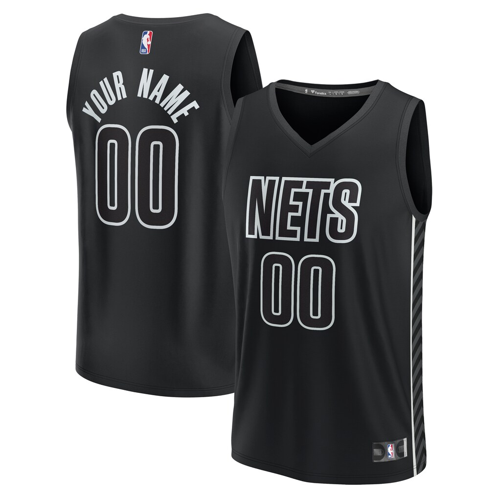 Youth Brooklyn Nets Fanatics Black Fast Break Replica Custom Jersey - Statement Edition