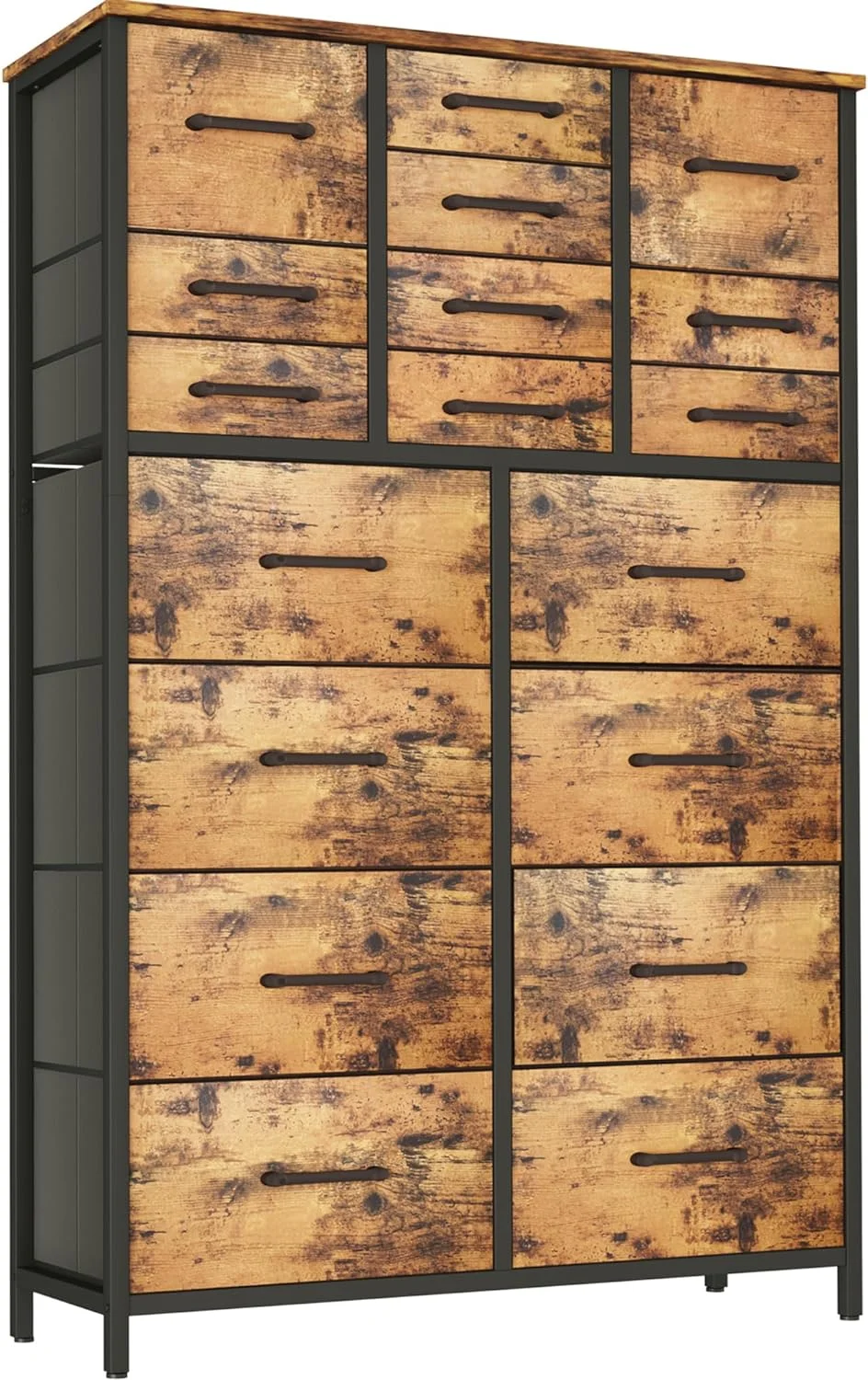 HOMEFORT 18 Drawer Dresser for Bedroom. 57 Tall Fabric Chest of Drawers. Large Capacity Storage Organizer Tower for Closet. Nursery. Living Room. Hallway. Entryway. Rustic Brown