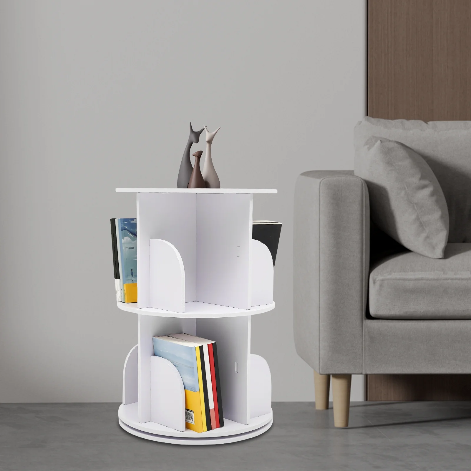 TOOL1SHOoo Rotating Bookshelf 360 Display Floor Standing Bookcase Storage Rack For Kids&Adults Multi-Functional Bookshelf Organizer(2-Tire) - Curated Treasures Market