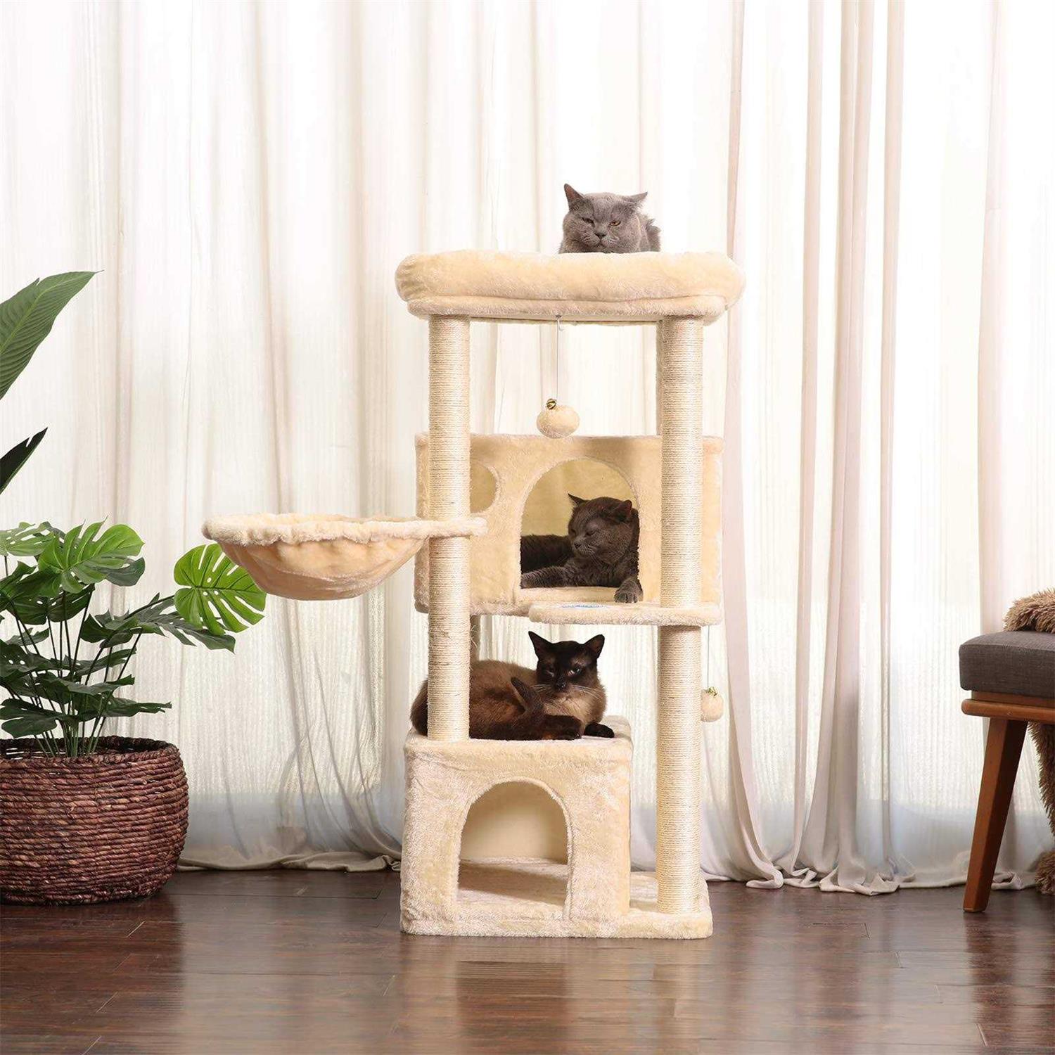 Hey-brother Cat Tree,Multi-Level Cat Condo for Large Cat Tower Furniture with Sisal-Covered Scratching Posts