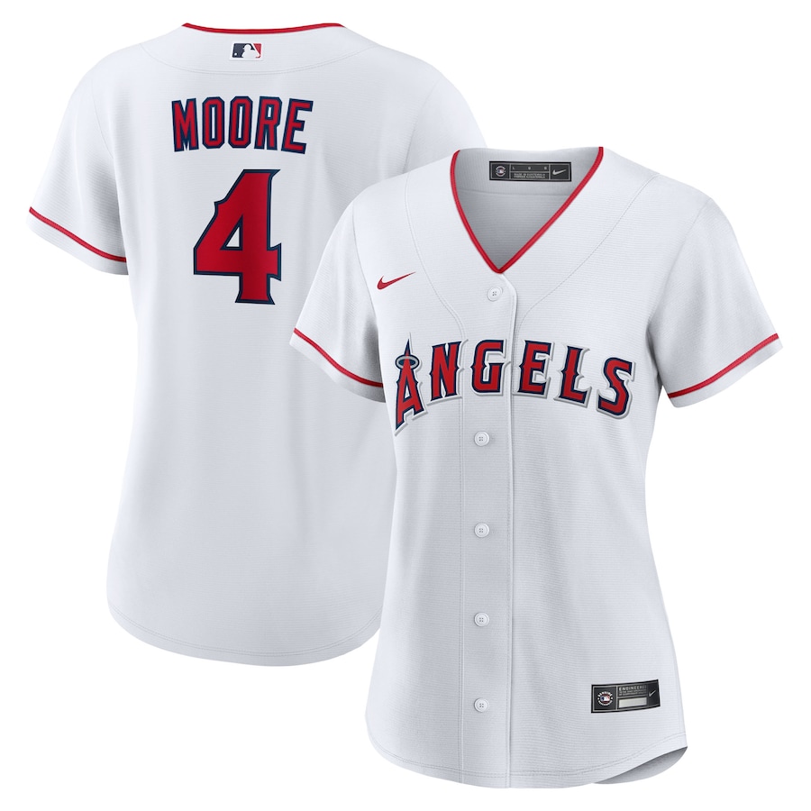 Women's Los Angeles Angels Christian Moore Nike White Home Replica Jersey