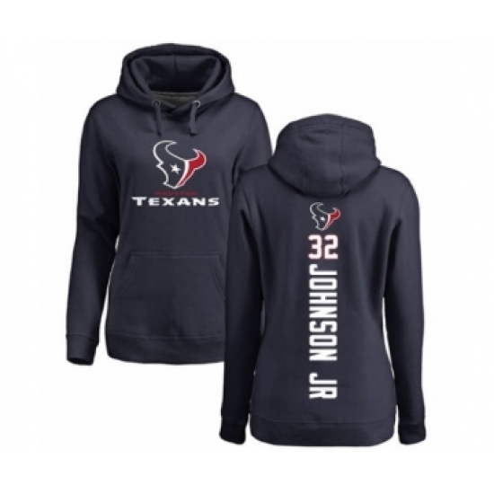 Football Women's Houston Texans #32 Lonnie Johnson Navy Blue Backer Pullover Hoodie