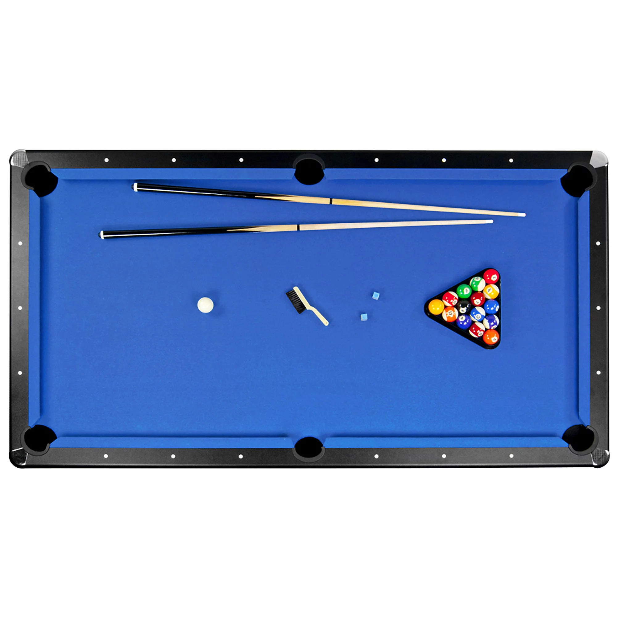 Hathaway Hustler 7-Foot Pool Table with Blue Felt, Internal Ball Return System, Easy Assembly, Pool Cues and Chalk - Curated Treasures Market