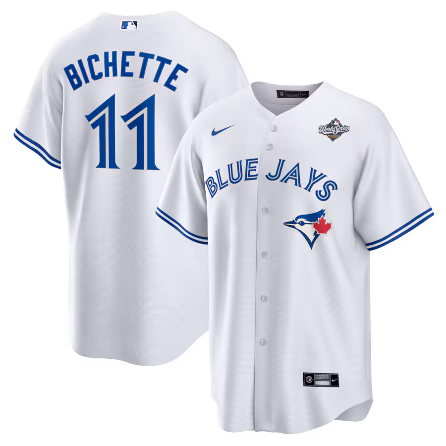 Men's Toronto Blue Jays Bo Bichette Nike White 2025 World Series Home Replica Player Jersey