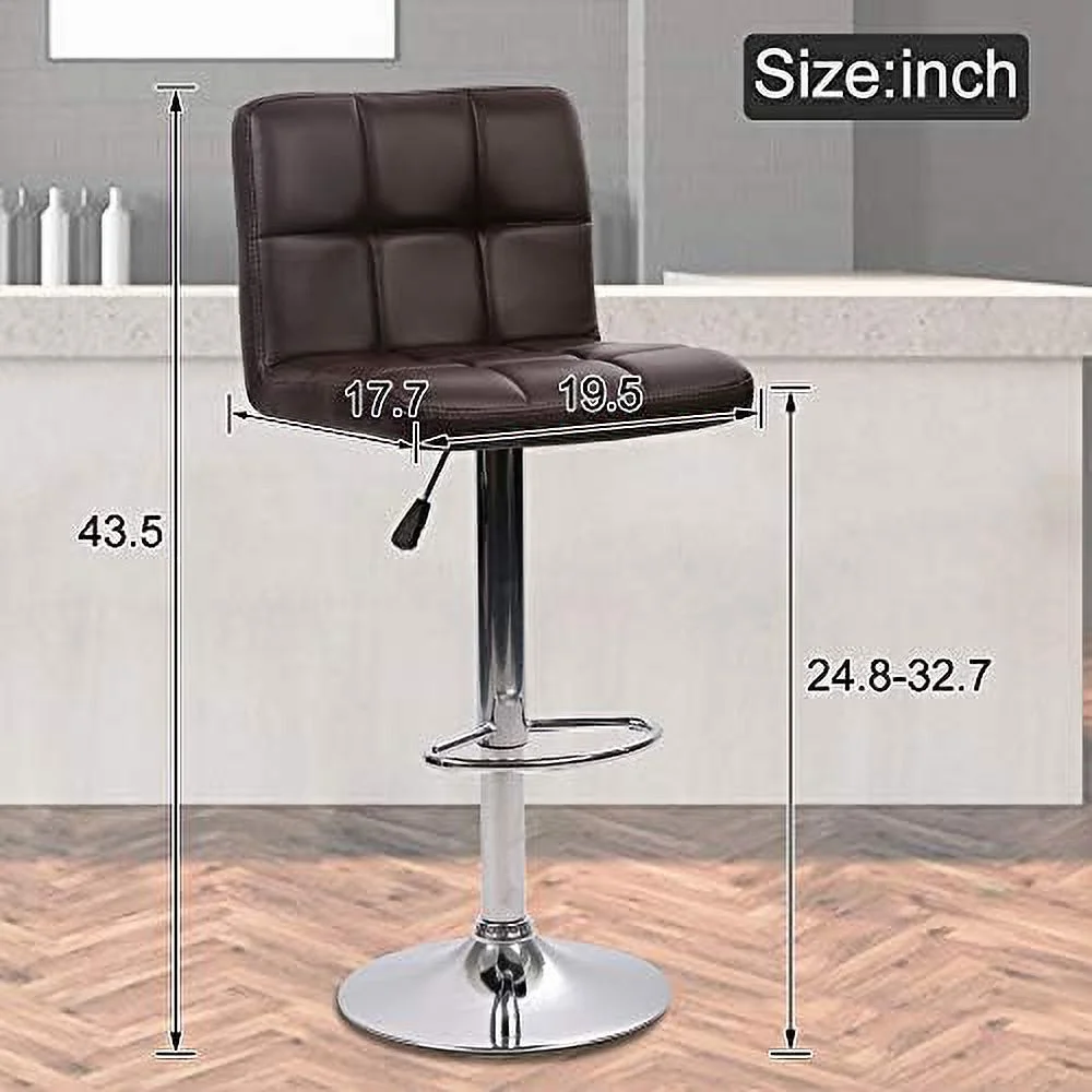 CHGTYS Stools  Swivel Height Adjustable Counter Stools with Back  PU Leather Modern Tall Kitchen Dining Chair for Living Room Pub Coffee  White - Curated Treasures Market
