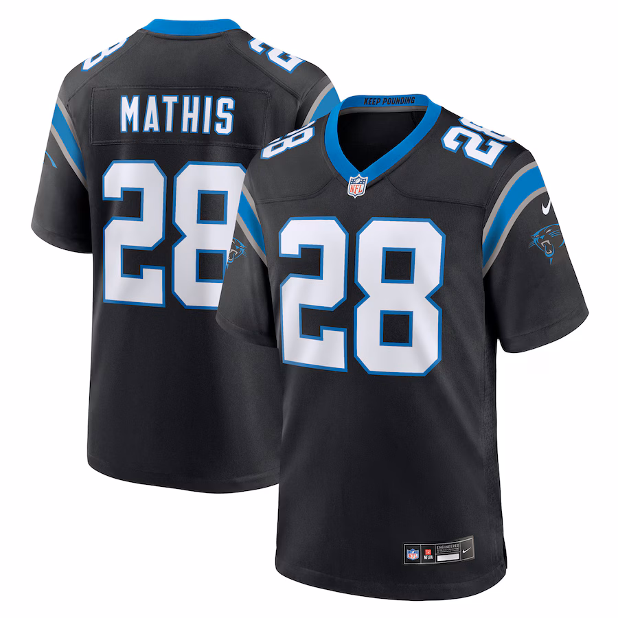 Men's Carolina Panthers Damarri Mathis Nike Black Team Game Jersey