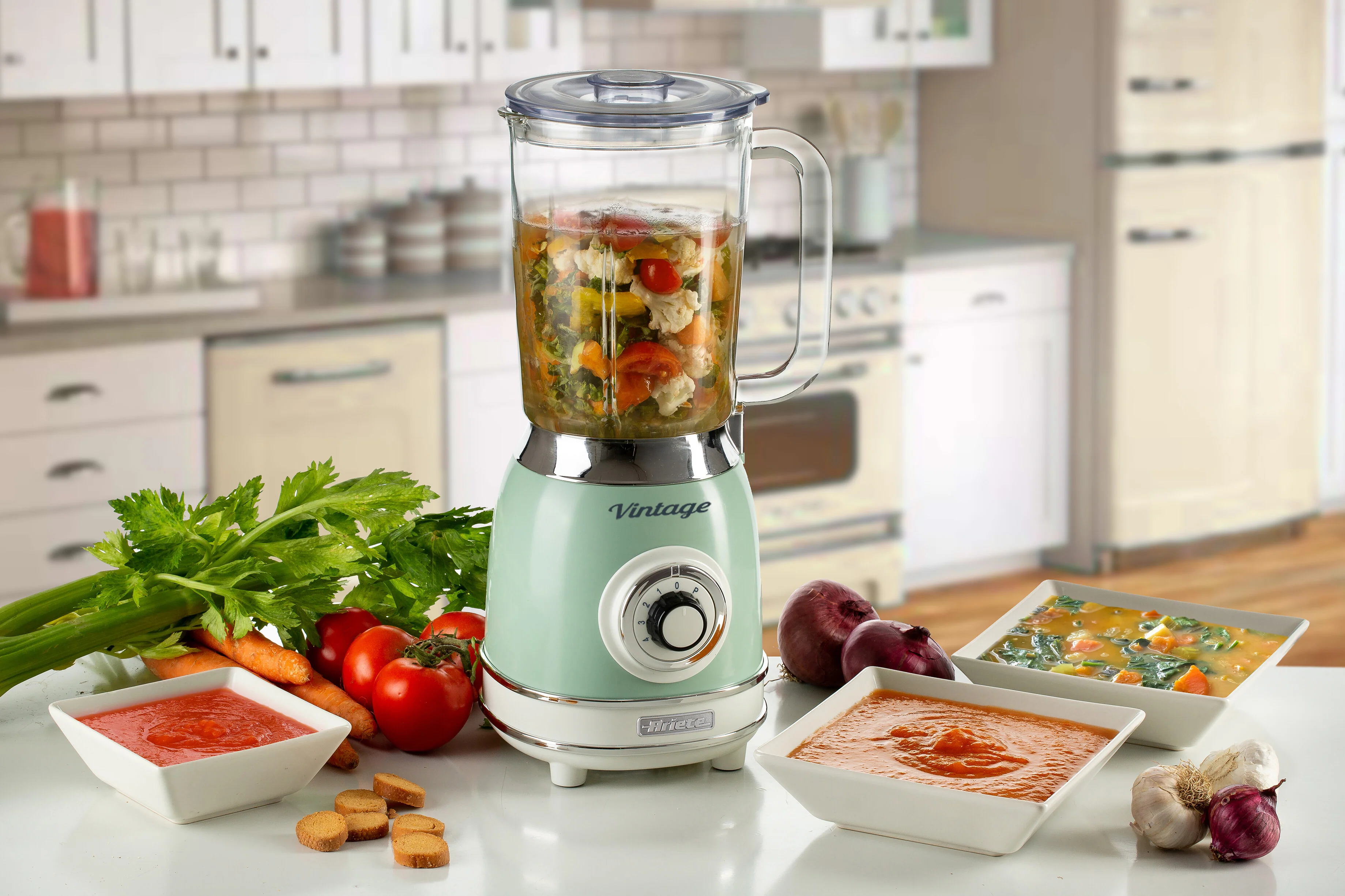 Vintage Blender With Glass Cup Green 1000W