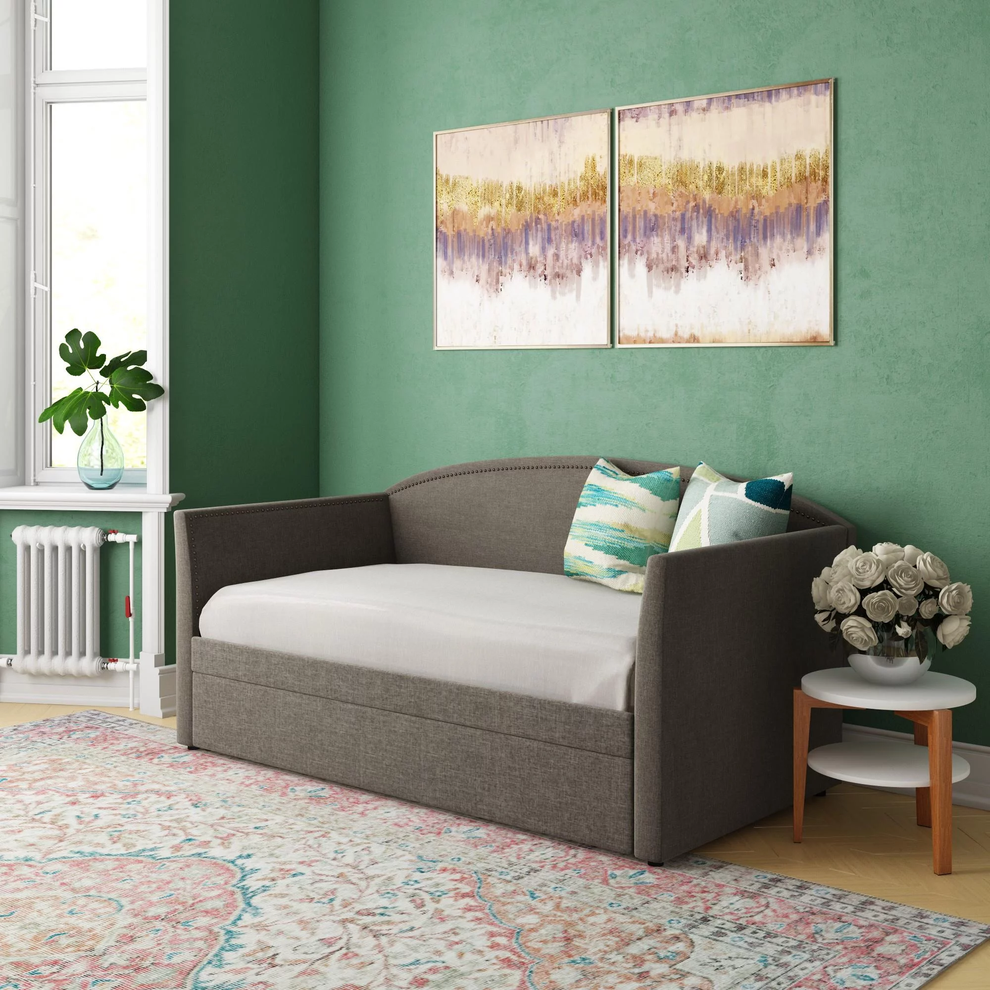 Better Homes & Gardens Grayson Daybed & Trundle, Twin Size, Gray Linen - Curated Treasures Market