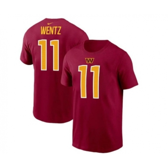 Men's Washington Commanders #11 Carson Wentz 2022 Red Name & Number T-Shirt
