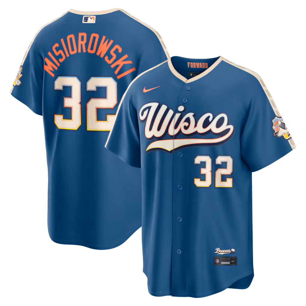 Men's Milwaukee Brewers Jacob Misiorowski Nike Mineral Blue 2026 City Connect Stadium Jersey